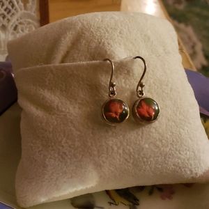 Silver and Teal Resin Preserved Flower Earrings